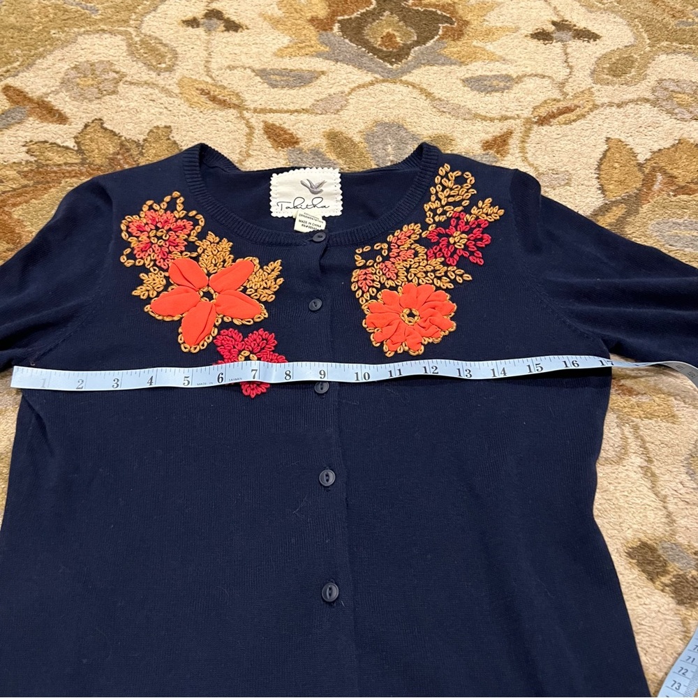 Anthropologie Tabitha Posey Patch Cardigan with Floral Embroidery - Picture 7 of 7
